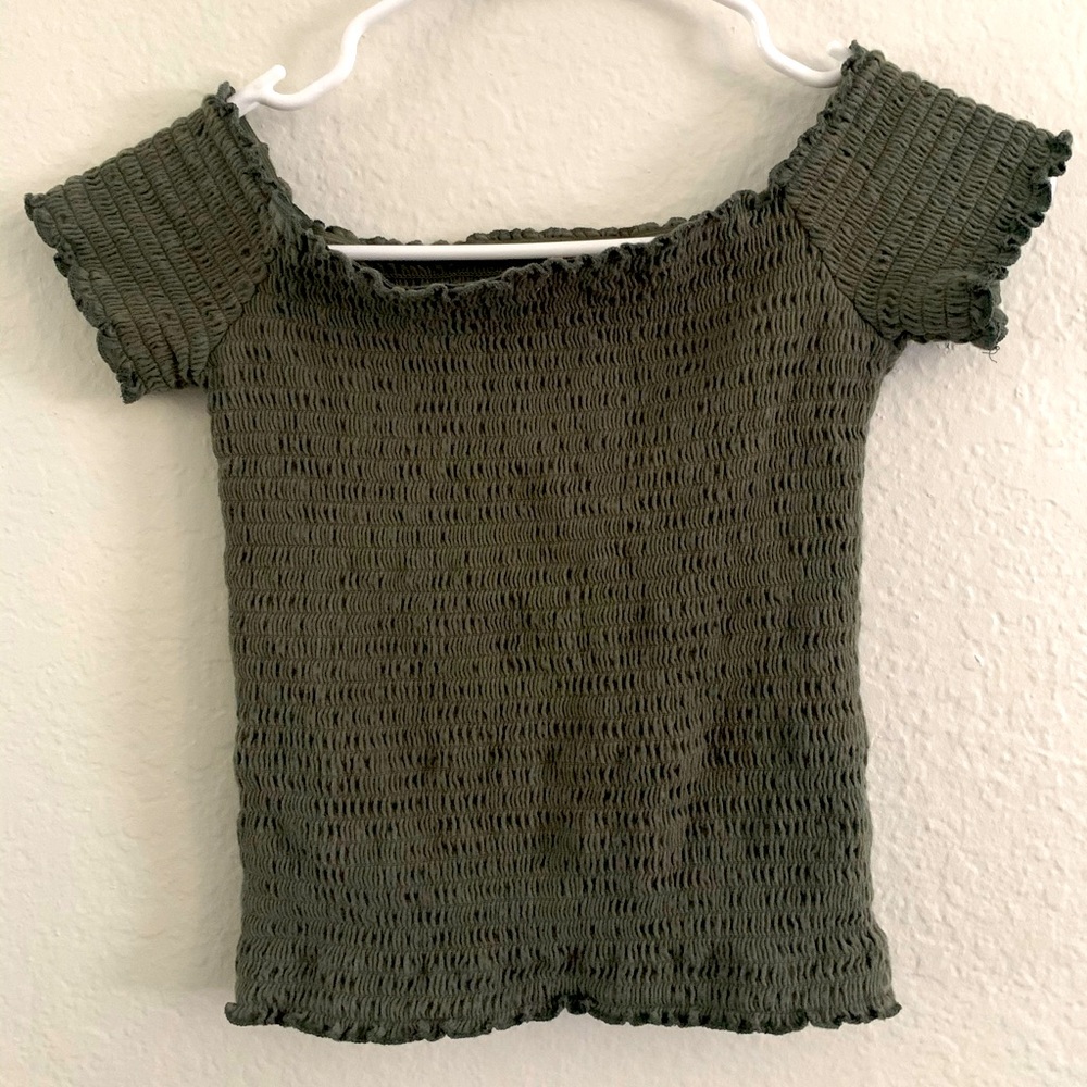 Hollister Off The Shoulder Smocked Shirt